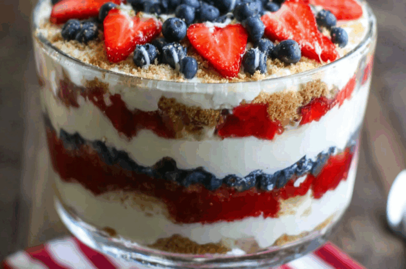 No-Bake Strawberry Blueberry Trifle